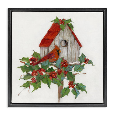 «Winter Plants & Birdhouse», art de la giclée encadrée par Sally Swatland