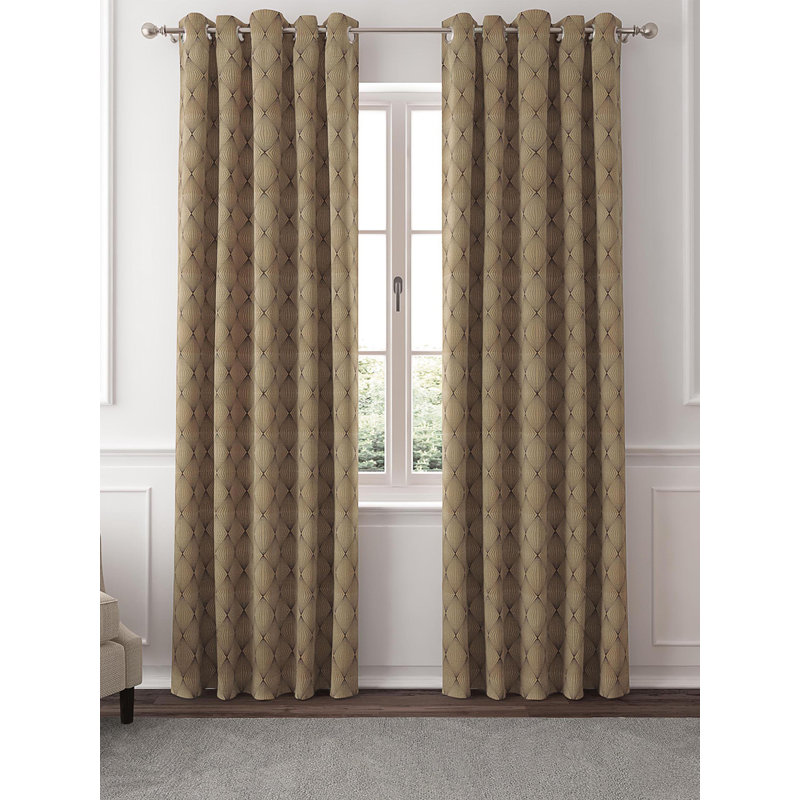 Paire de rideaux obscurcissant avec œillets Jacquard, Café