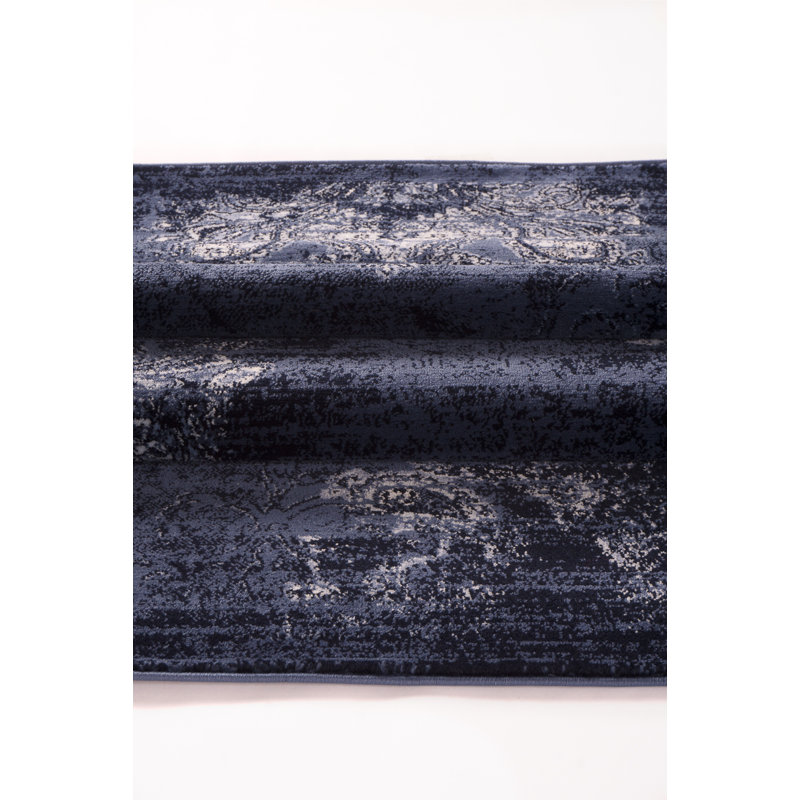 Tapis décoratif abstrait bleu Glenam, Rectangle 9 pi x 12 pi 5 po