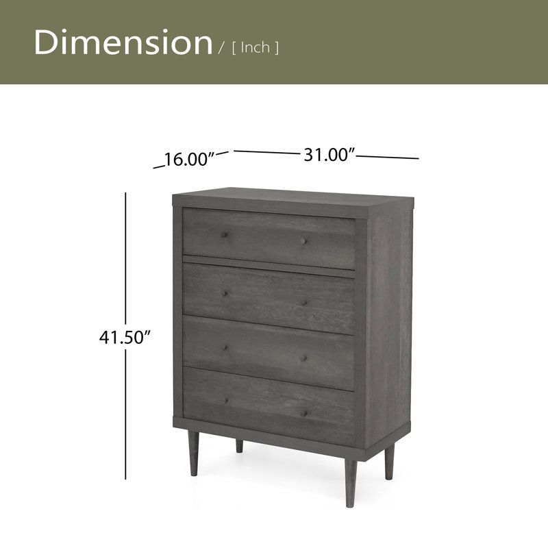 Commode nordique à 4 tiroirs, Gris
