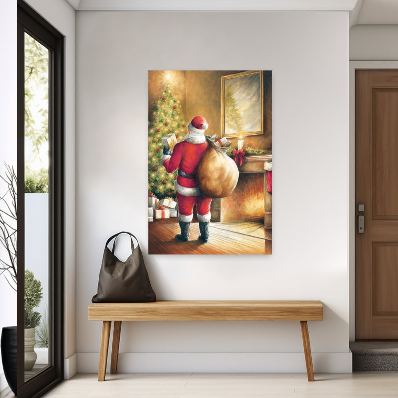 Père Noël, rêves d'art abstrait de Noël contemporain, H 60 po x l 40 po