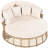 Round Outdoor Patio Daybed With Comfortable Cushions And Adjustable Canopy, Furniture For Backyard Porch, Beige, All - Weather , Can Be Divided Into 2 Chairs