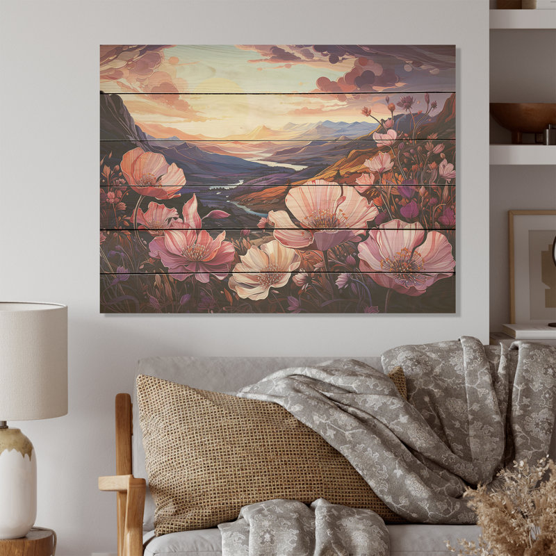 Art floral sur bois de pin, H 10 po x l 20 po
