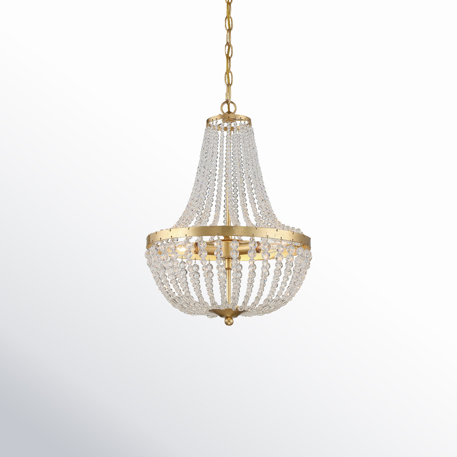 Conway Wrought Iron 3-Light Chandelier, Antique Gold