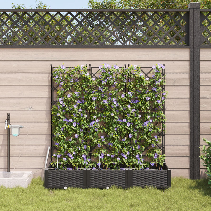 Garden Planter Plastic Resin Planters, 126cm H x120cm W x 40cm D, Black