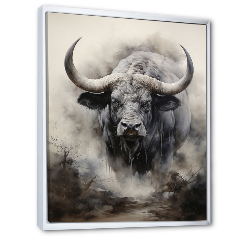 Keidy Afrique - buffles d'Afrique - impression, H 44 po x l 34 po x P 1,5 po, Cadre flottant blanc