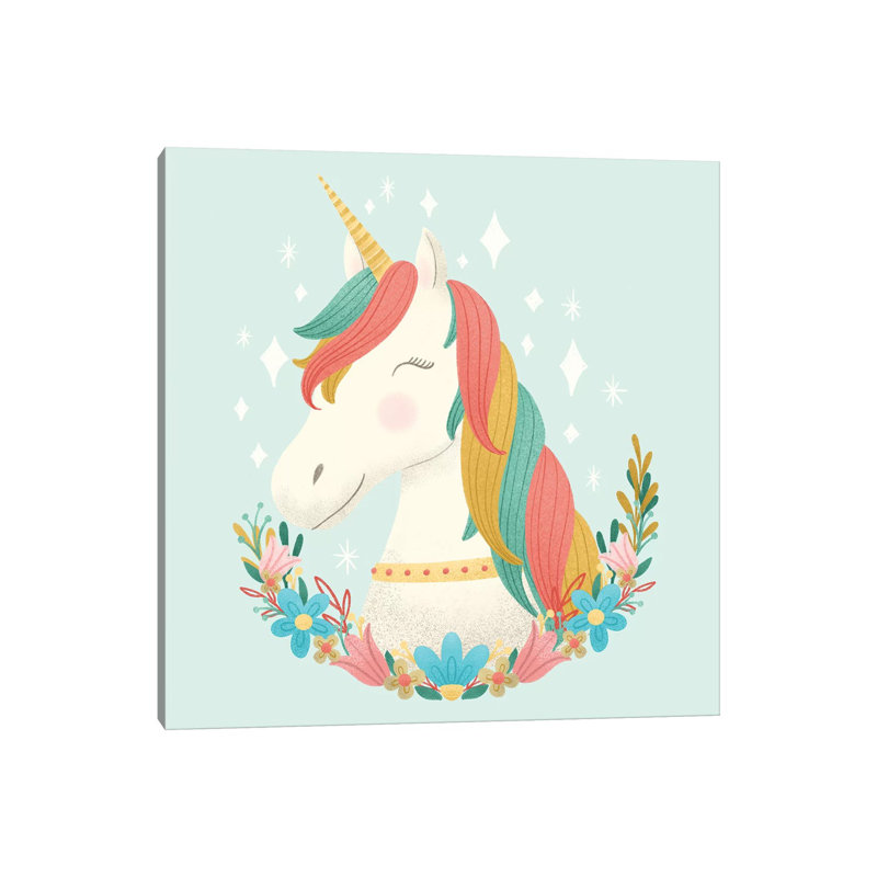 Unicorns And Flowers II by Noonday Design - Wrapped Canvas Gallery-Wrapped Canvas Giclée, 66.04 cm H x 66.04 cm W x 1.91 cm D