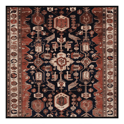 Machine Washable Persian Brown Area Rug