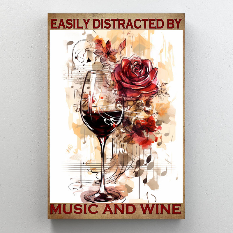 Musique et vin, H 36 po x l 24 po x P 1,25 po