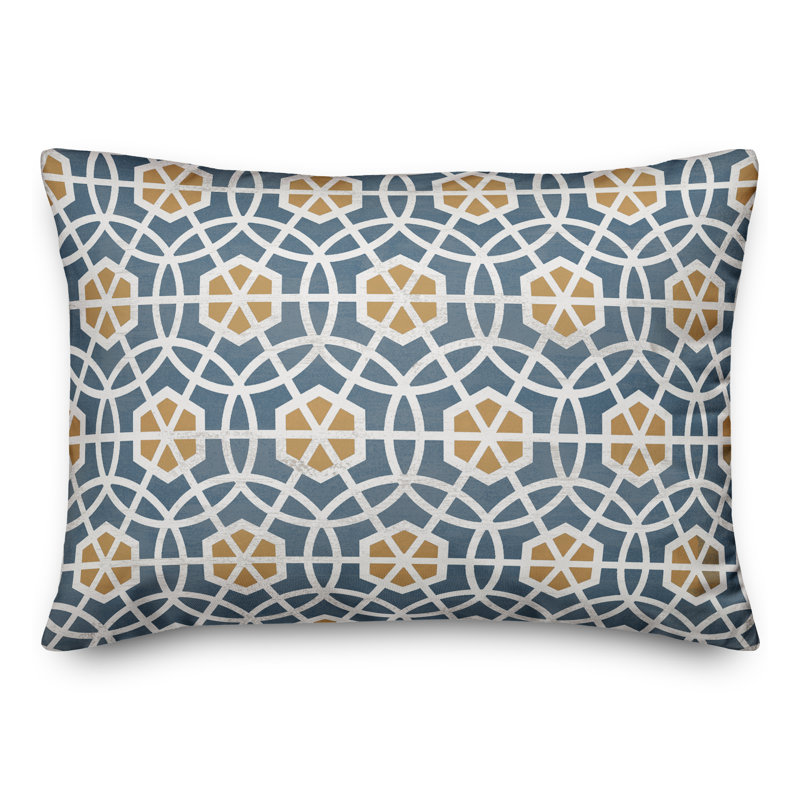 Coussin décoratif hexagonal bleu et jaune