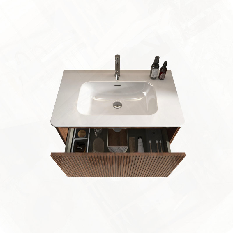 Armoire de salle de bain autoportante moderne avec portes à fermeture douce