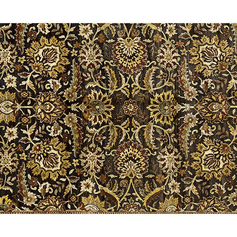 Tapis noir et doré de haute qualité noué à la main