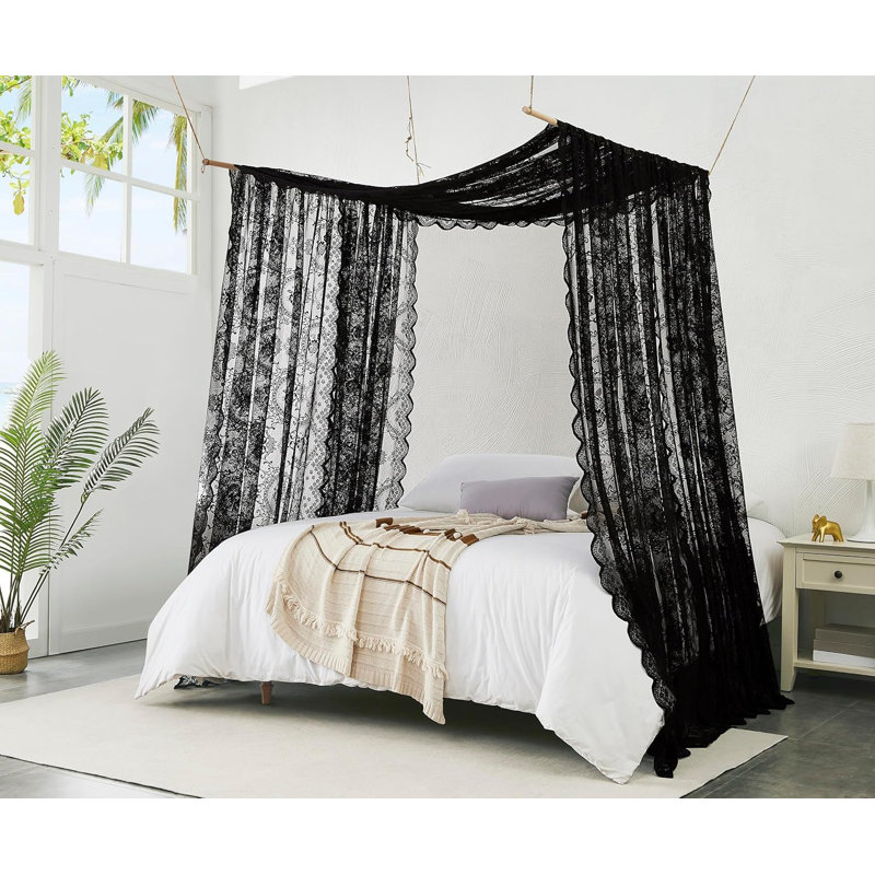 Lot de 2 rideaux à baldaquin en dentelle pour lit à baldaquin, idéal pour une chambre de style gothique, Grand lit