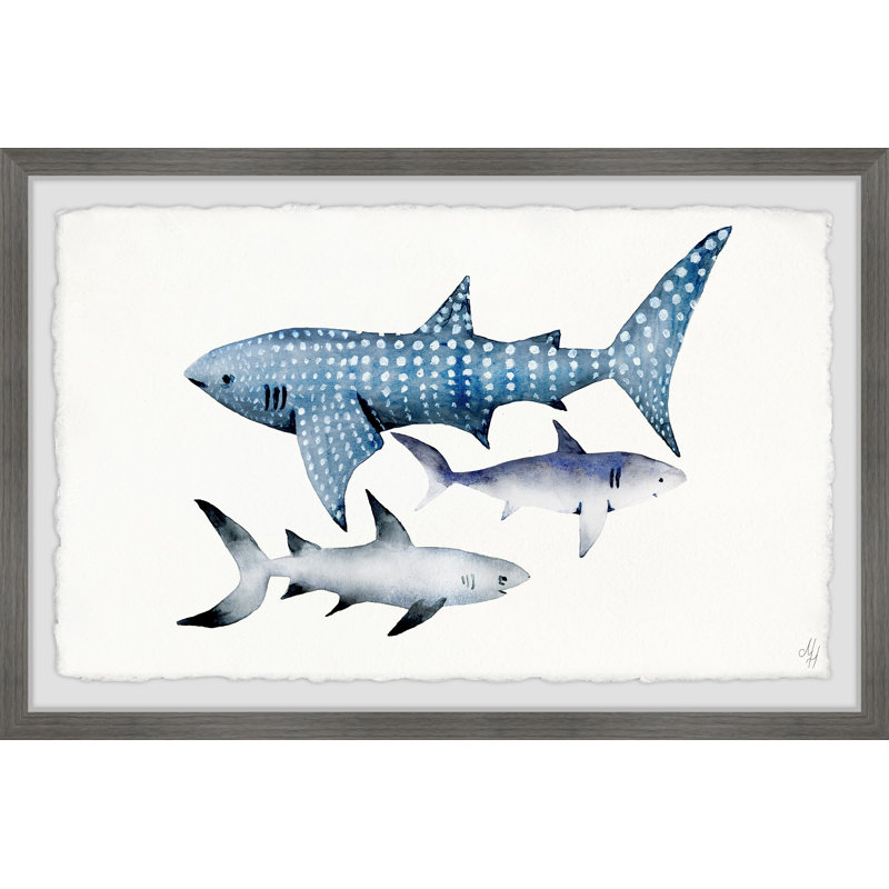 Jamison Dotted Shark - Single Picture Frame Painting, 20cm H x 30cm W