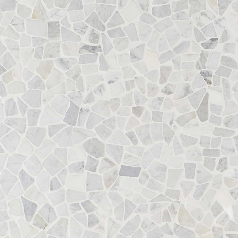 Nature 12x12 Tumbled Pebble Tumbled Mosaic Tile, Carrara
