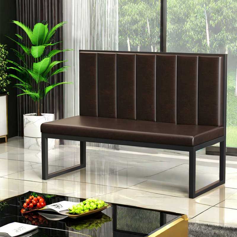 Banc rembourré en similicuir Modern, Café noir