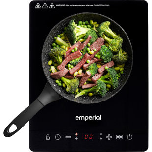 Emperial Single Induction Hob, 2000W Portable Induction Cooker with Touch Control, 4 Hour Timer, 8 Heat Settings,  - Black,