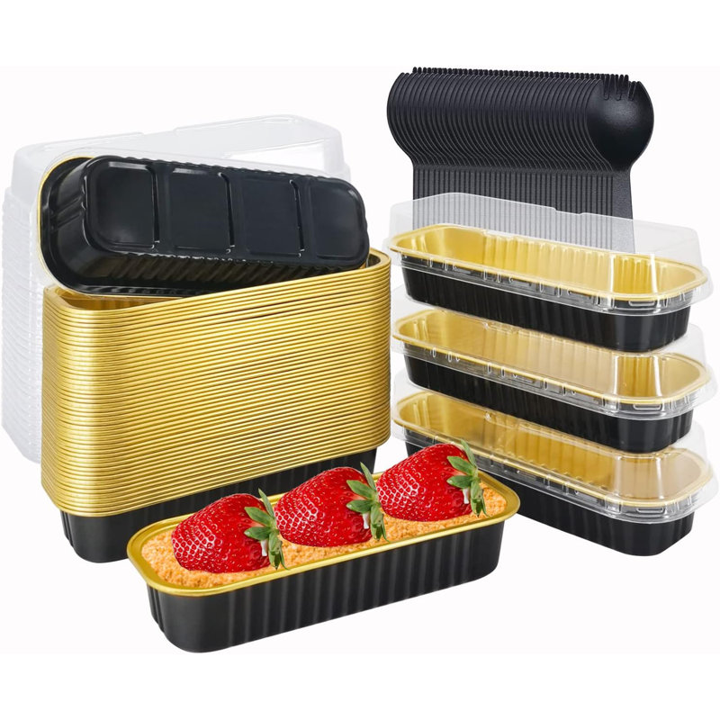 50-pack Mini Aluminum Loaf Pans With Lids