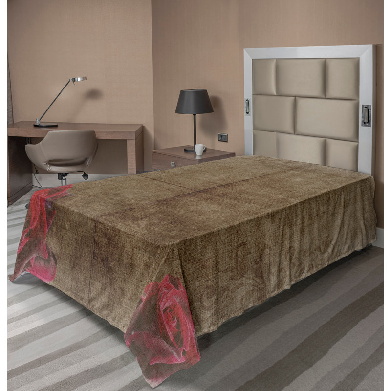 Ambesonne Orient Top Flat Sheet Mosaic Motifs, Twin Flat Sheet, Red/Brown Floral