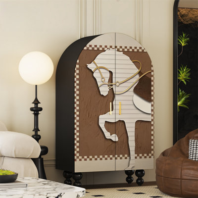 Arched Armoire Cabinet With Shelves&Art Doors