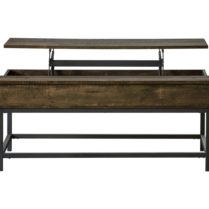 Industrial Design Lift Top Coffee Table In Brown And Black With Style Adjustable Height Oak Sandy