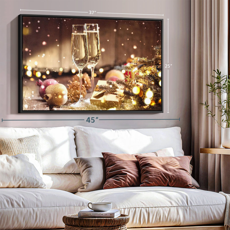 Champagne pour Noël, reproduction sur toile, H 25 po x l 37 po