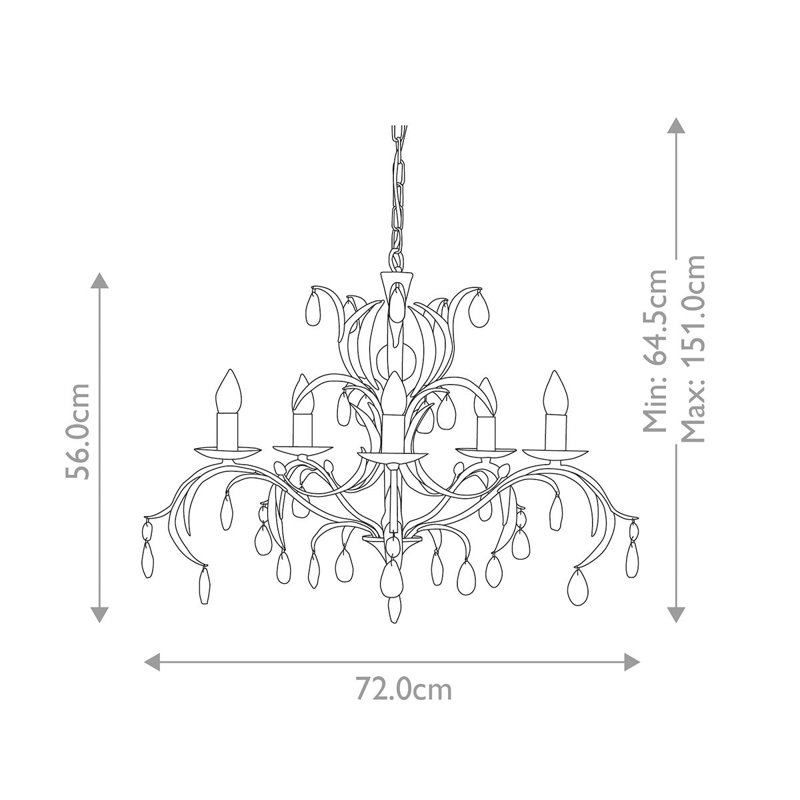 Ballycraigy 5 - Light Candle Style Chandelier