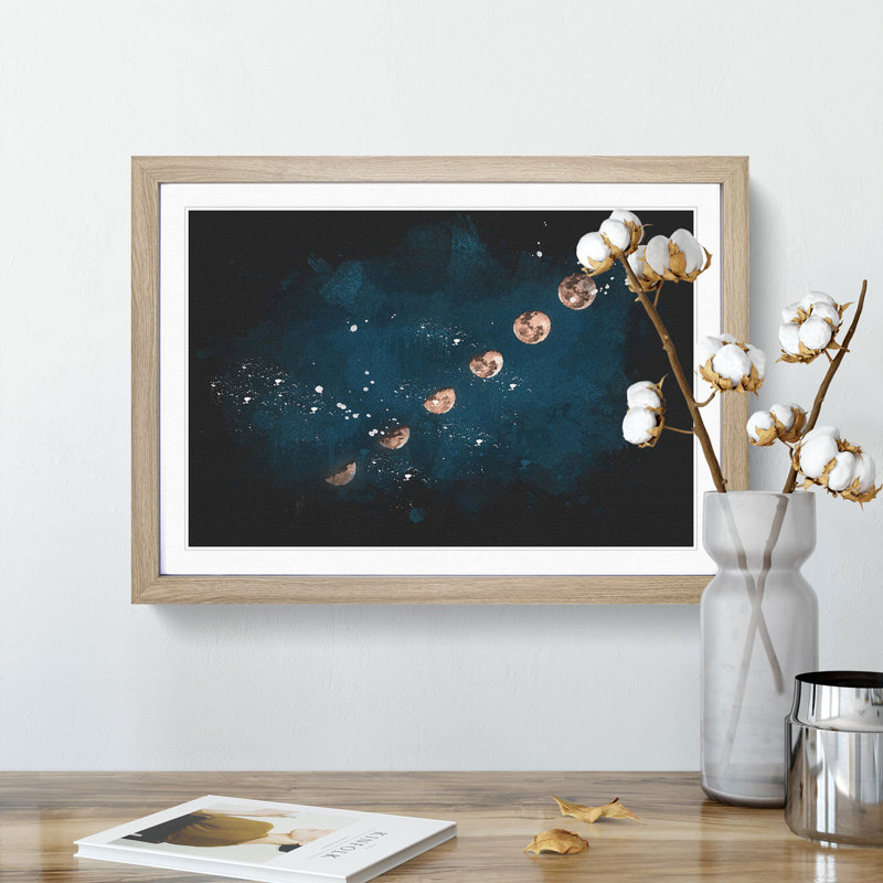Story of the Moon - Picture Frame Graphic Art Print, 33cm H x 45cm W x 2cm D, Oak Framed