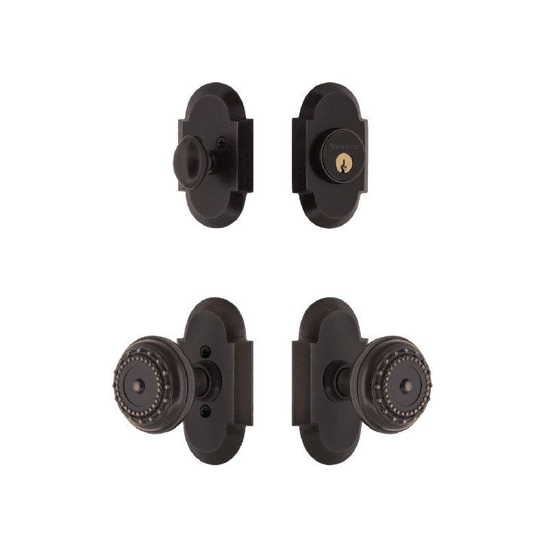 Nostalgic Warehouse Cottage Entry Set with Meadows Knob, Timeless Bronze, 2.375