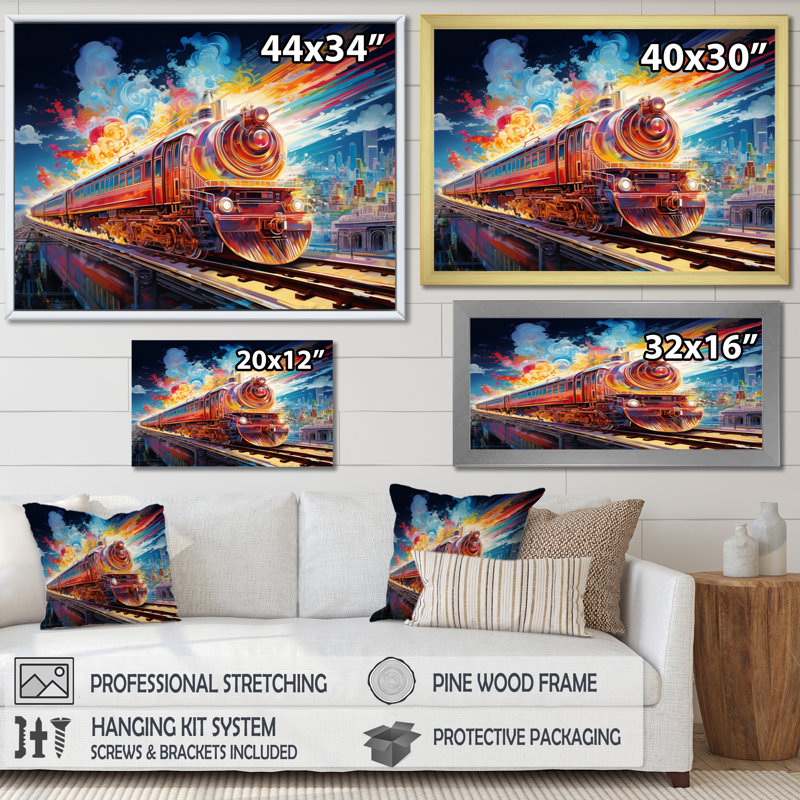 Abstract Background Train - Transportation Wall Art Living Room, H 24 po x l 32 po x P 1 po, Cadre photo noir