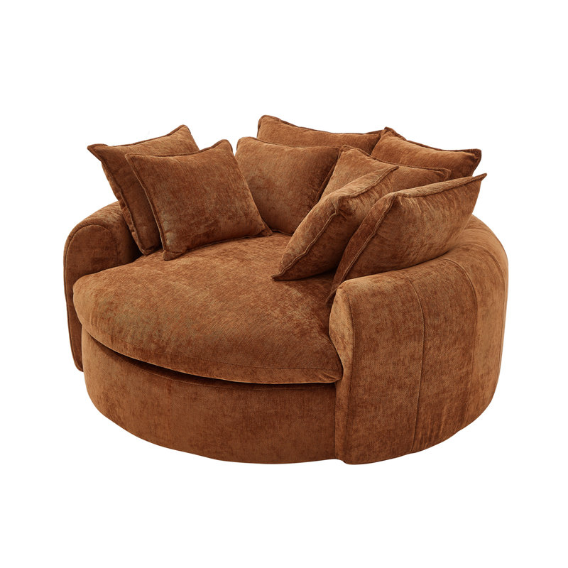 Fauteuil demi-tonneau rembourré avec 8 coussins, Orange