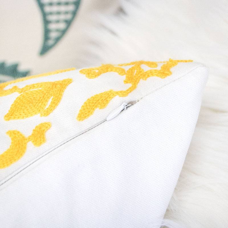 Indoor/Outdoor Cotton Throw Pillow, Yellow