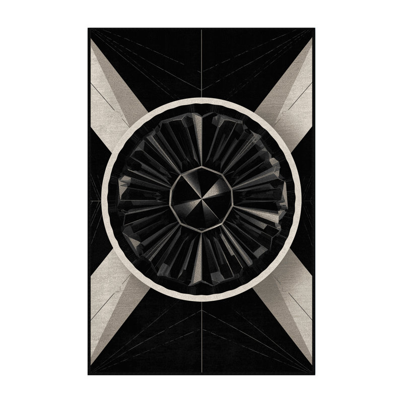 Tapis géométrique chic et luxueux lavable à la machine Wilkerson, 3 x 5