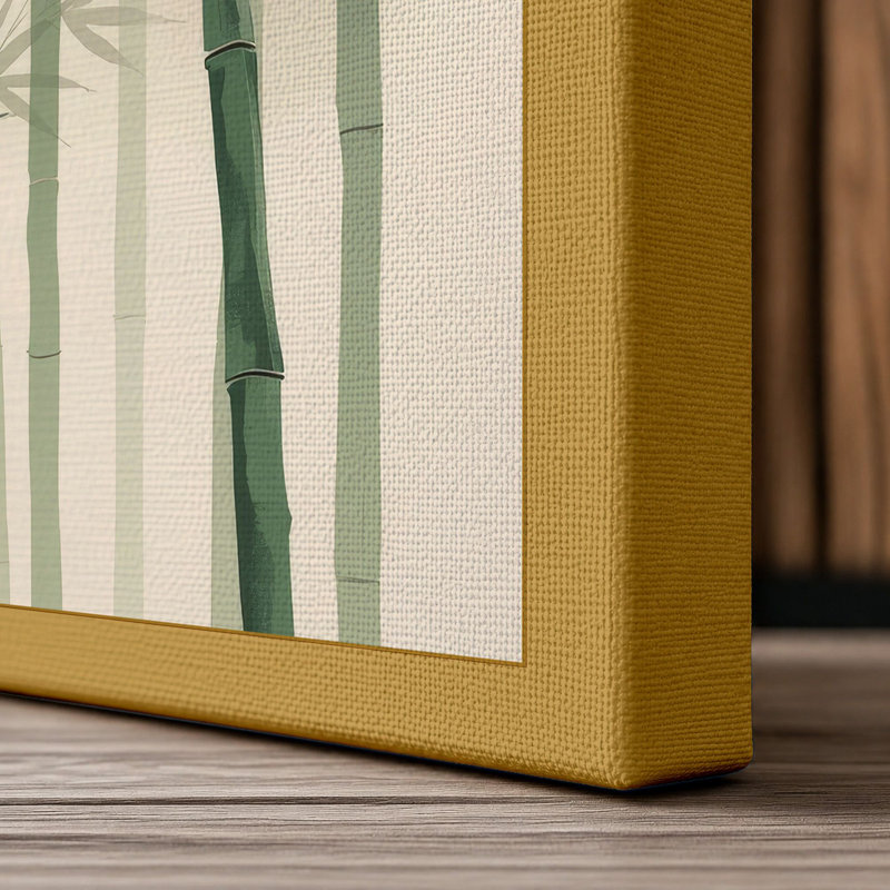Bamboo in Mist Japandi - Wrapped Canvas, 30x20 - 76.2 x 50.8 cm, Ochre Border