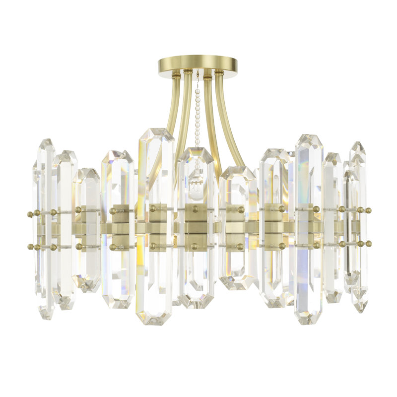 Demitrius 4-Light 20.75" Semi Flush Mount, Aged Brass