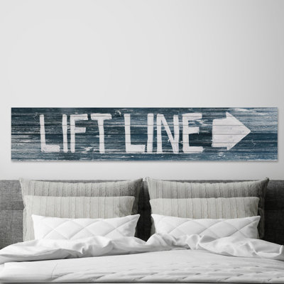 « releve line this way », art textuel sur bois