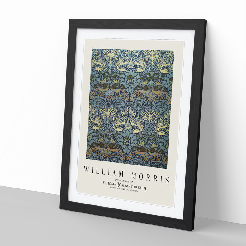 Peacock and Dragon by William Morris - Picture Frame Painting, Black, 48cm H x 36cm W x 2cm D