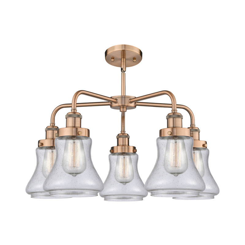Bhanupriya 5 - Light Glass Dimmable Chandelier, Seedy, Antique Copper