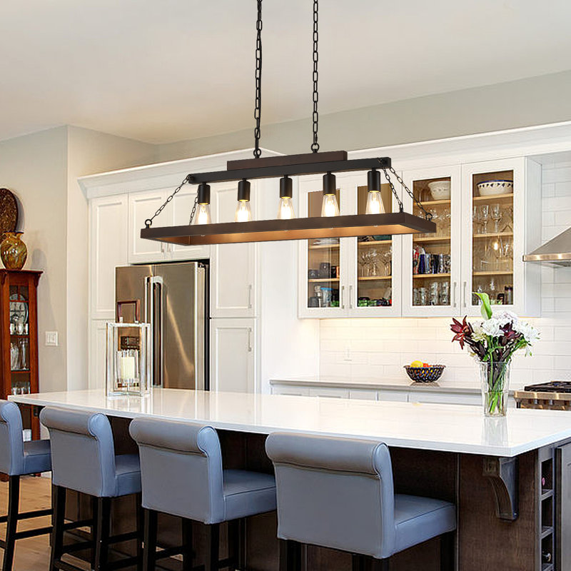 Light Fixtures Farmhouse Modern Black 3-Light Glass Style Kitchen