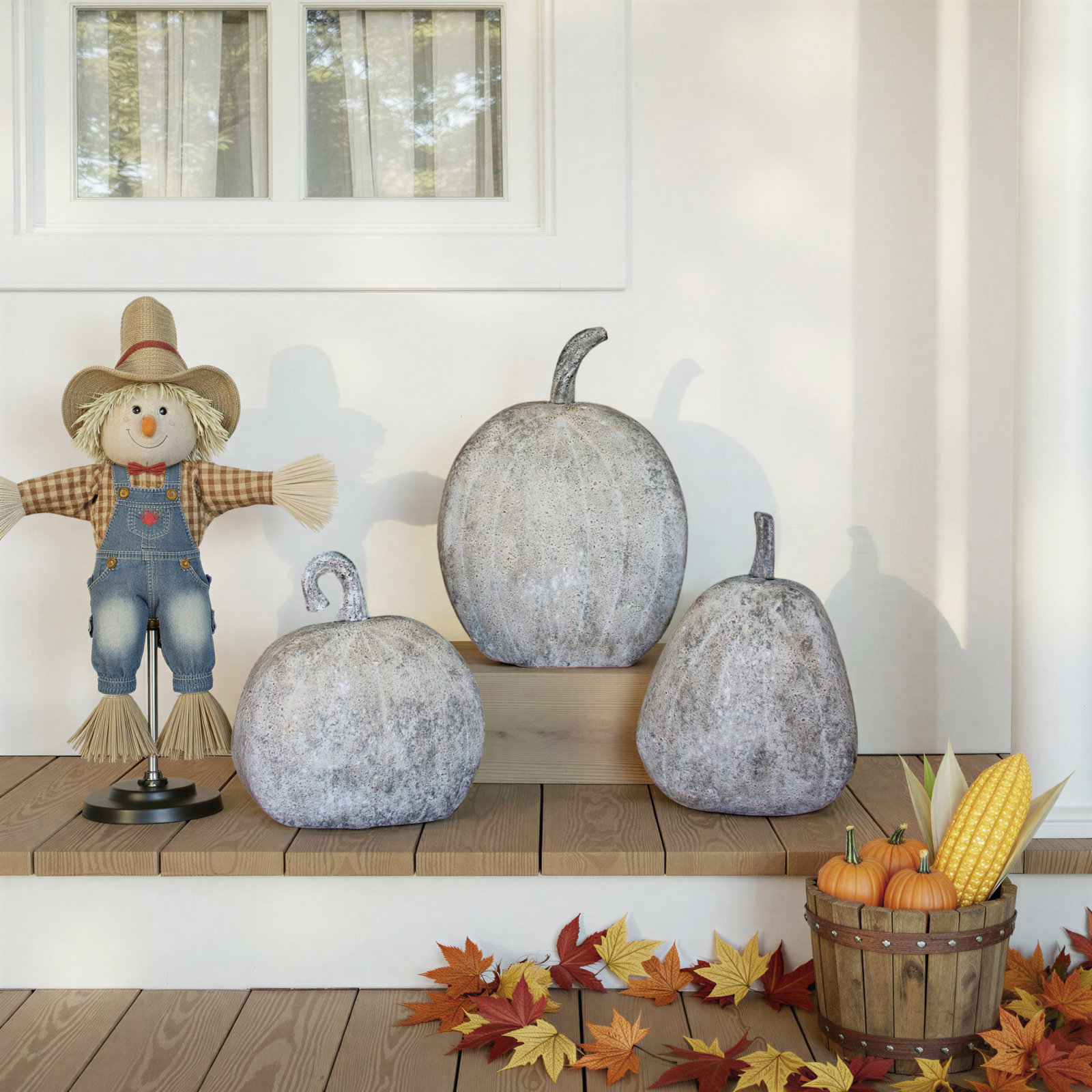 SET OF THREE RUSTIC METAL PUMPKINS