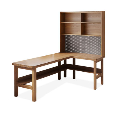 Bureaux en bois massif en L Burlywood