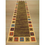 Wool Geometric Area Rug in Green