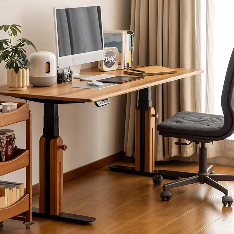 Bureau rectangulaire brun et noir en bois massif, 50" H x 70.87" W x 29.53" D