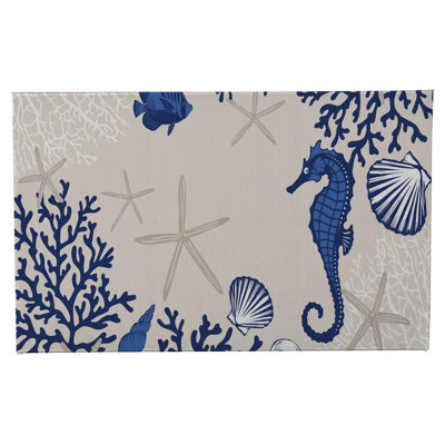 Coral & Seahorse Non-Skid Bath Mat