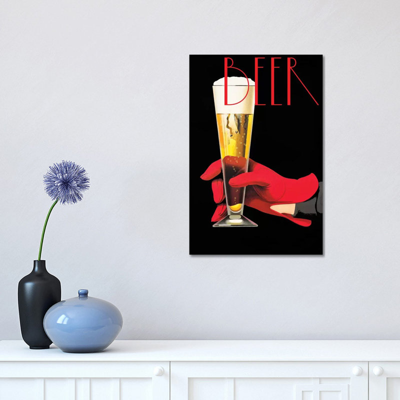 Red Glove Beer 1 Piece Wrapped Canvas Wall Art, 30.48 cm H x 45.72 cm W