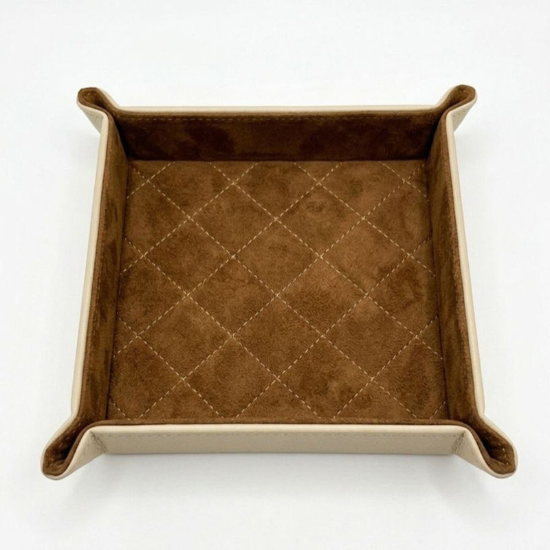 Clutter Tray - Genuine Nappa Leather, Cream/Brown