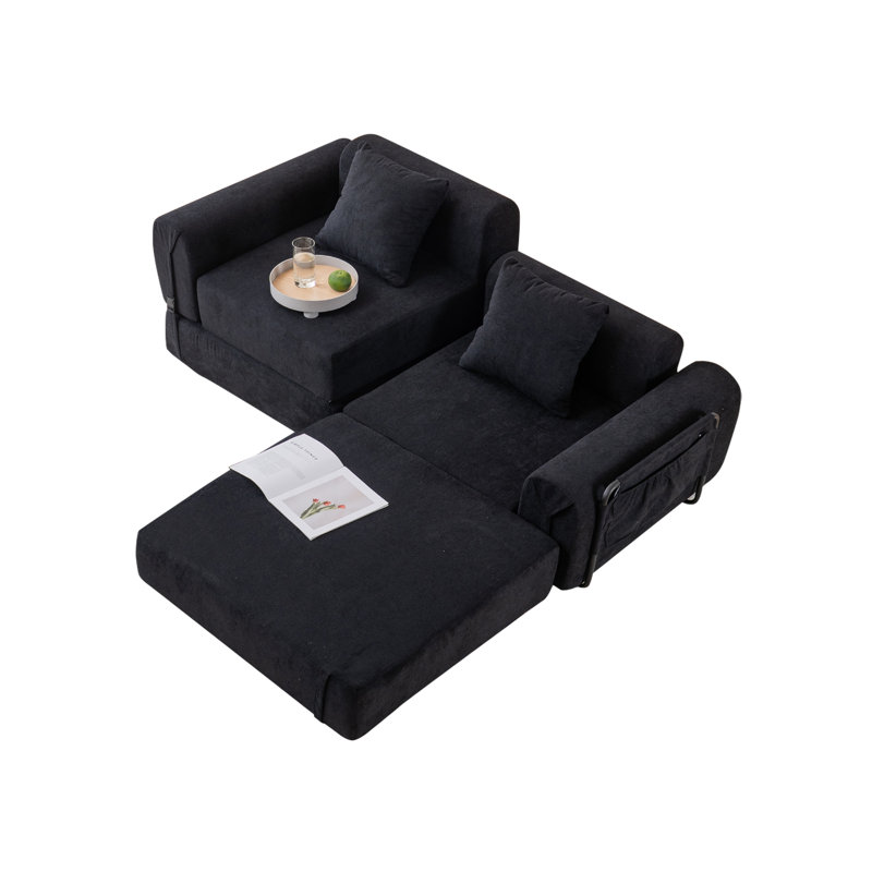 Boneless Convertible Folding Bed&modern Modular Sectional Sleeper Couch, Black