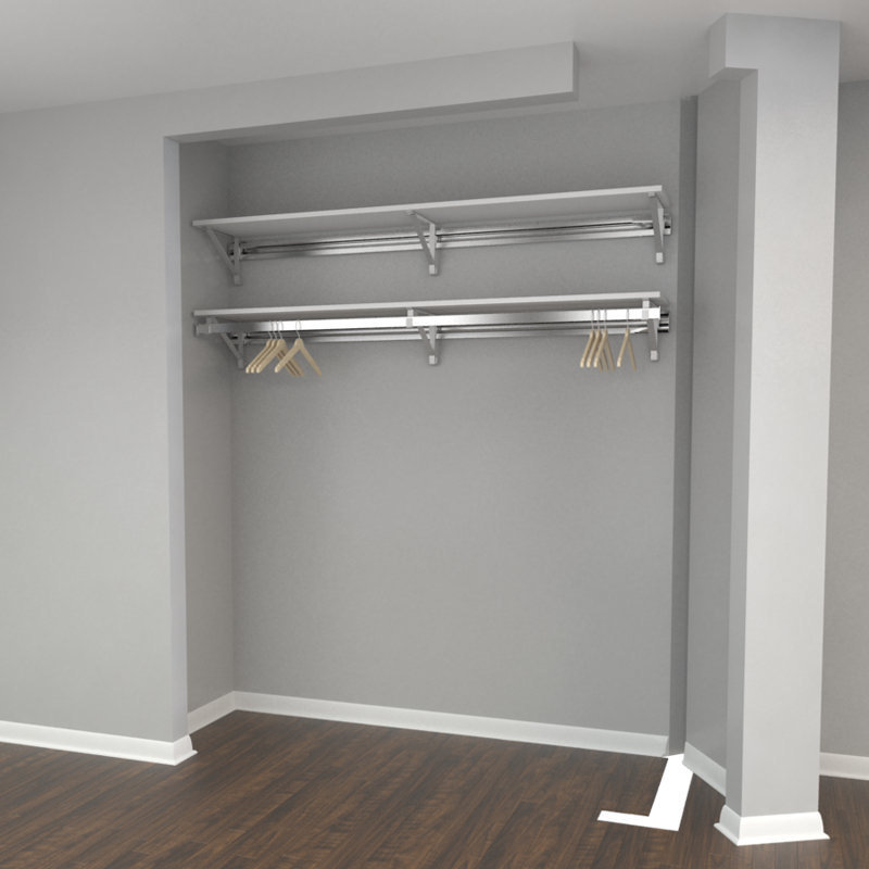 Single Shelf-Hang Closet System with Second Shelf (shelf only), White, 8.5"H x 32"W x 11.75"D