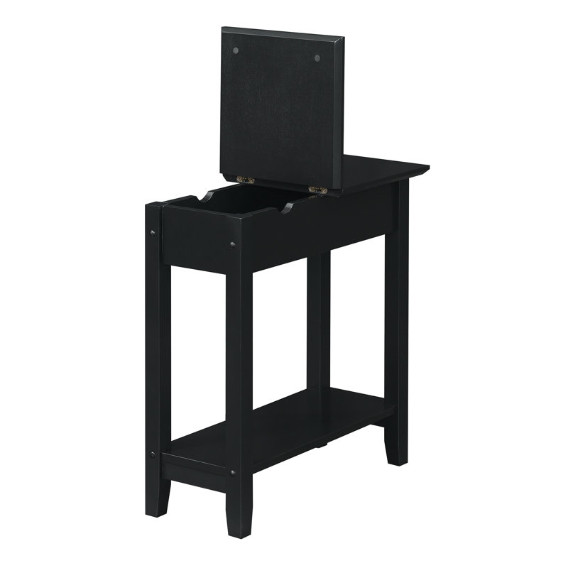 Carbin End Table and Built-In Outlets, Black Top/Black Base