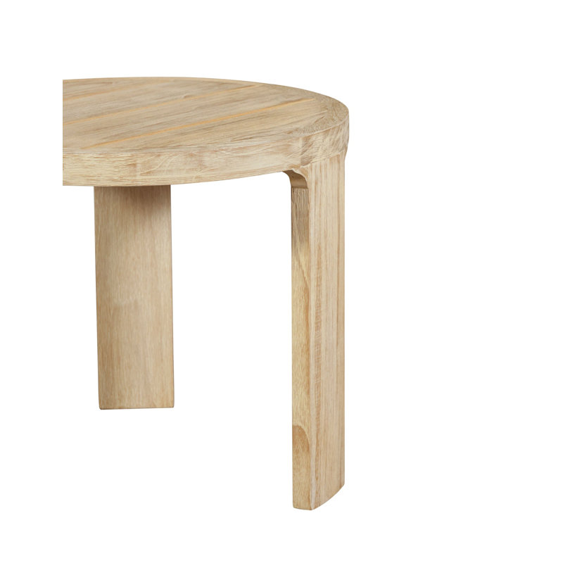 Table de bout d'extérieur en bois de teck massif naturel Eclipse, Beige